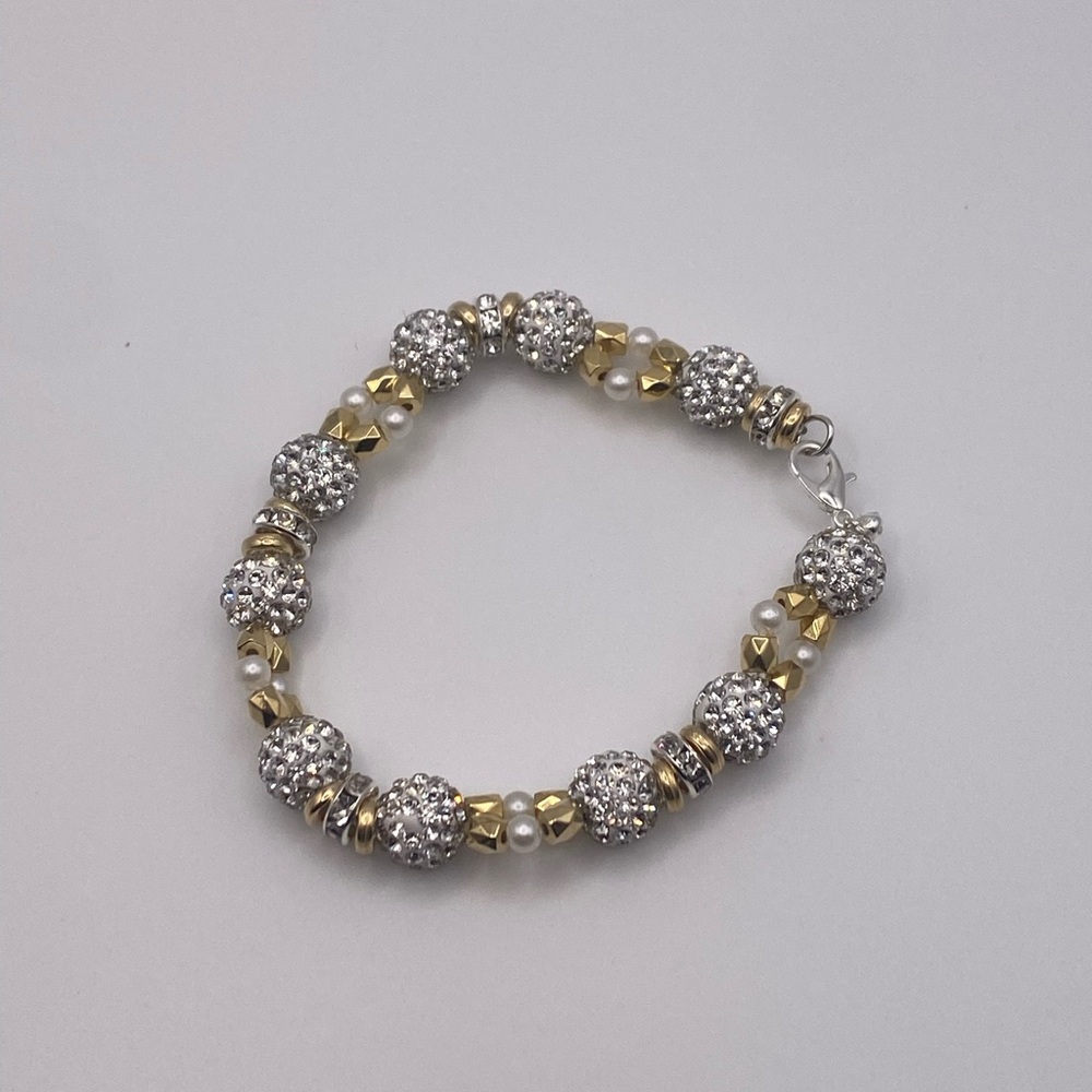 Elegant Silver and Gold Handmade Beaded Bracelet